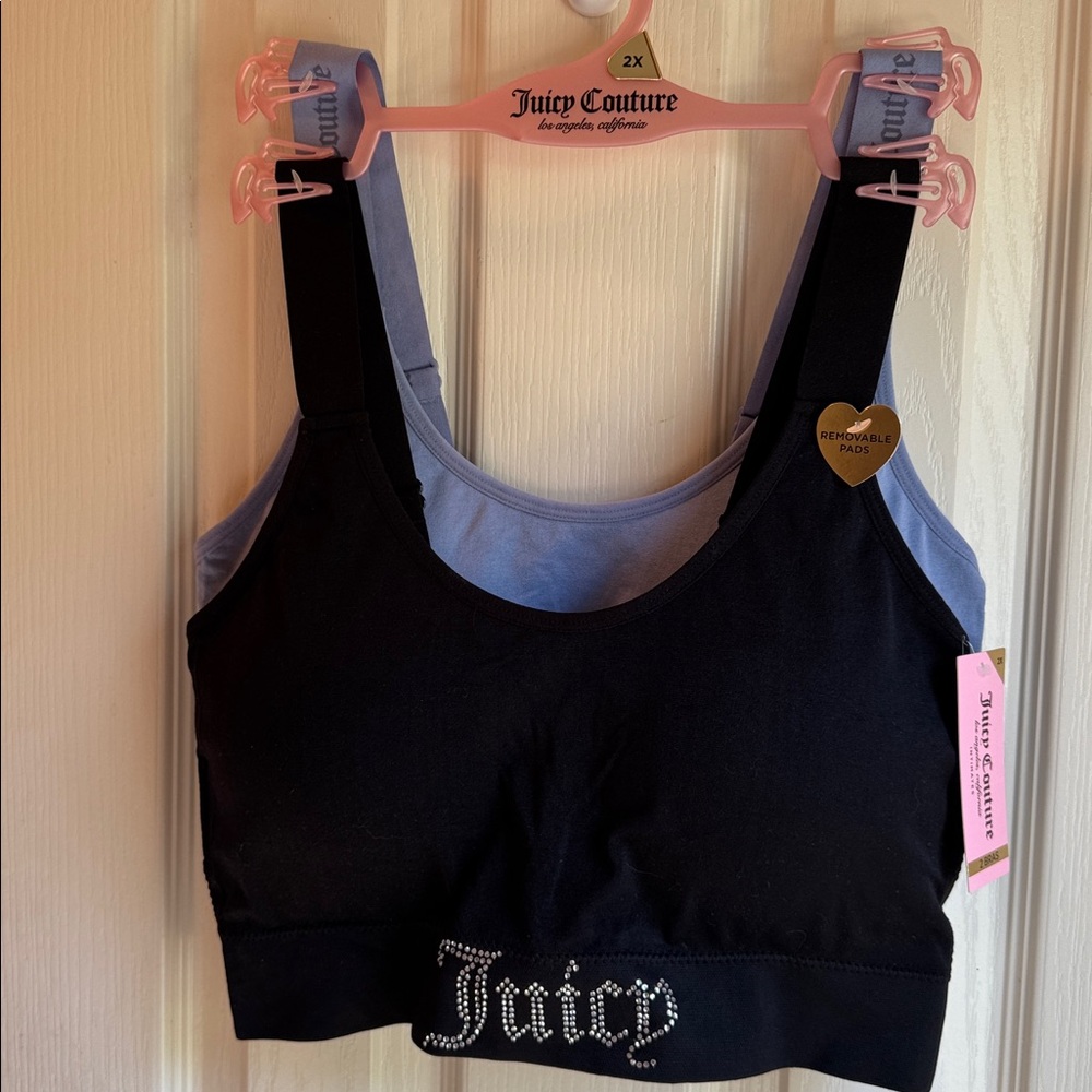 NWT JUICY COUTURE INTIMATE 2 BRA SET BLUE & BLACK JUICY!!